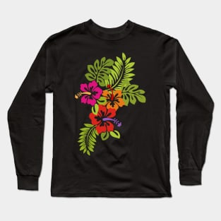 Tropical Hibiscus Blossoms Bouquet Long Sleeve T-Shirt